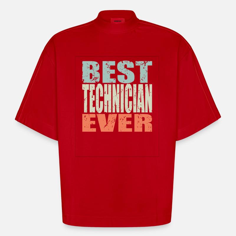 Best Techniker ever Techniker Geschenk - Heavyweight Oversized Organic Boxy T-Shirt Made in EU - Rot
