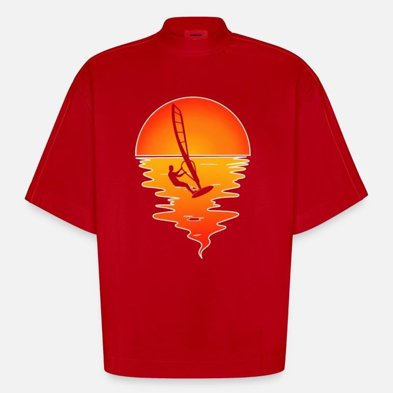 Windsurfen Windsurfer Windsurf - Heavyweight Oversized Organic Boxy T-Shirt Made in EU - Rot