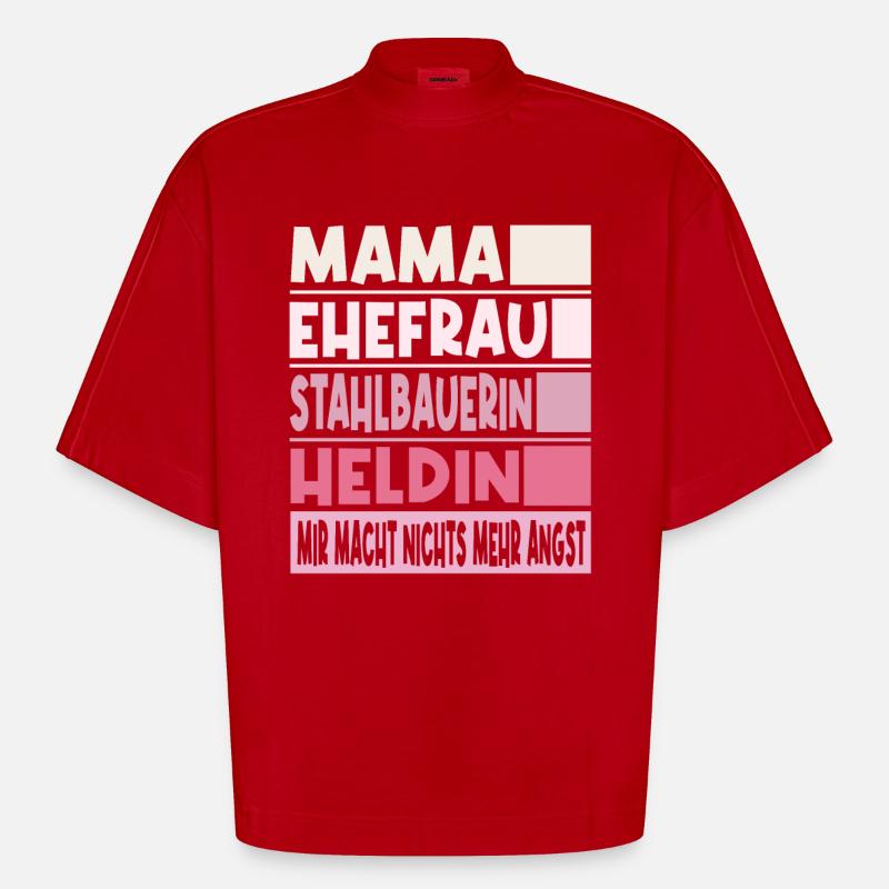 Stahlbauerin Mama Ehefrau Heldin - Heavyweight Oversized Organic Boxy T-Shirt Made in EU - Rot