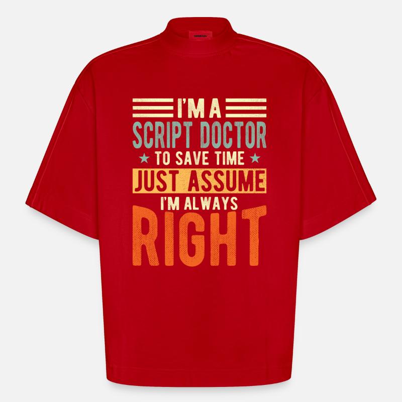 Drehbuch Doktor - Heavyweight Oversized Organic Boxy T-Shirt Made in EU - Rot