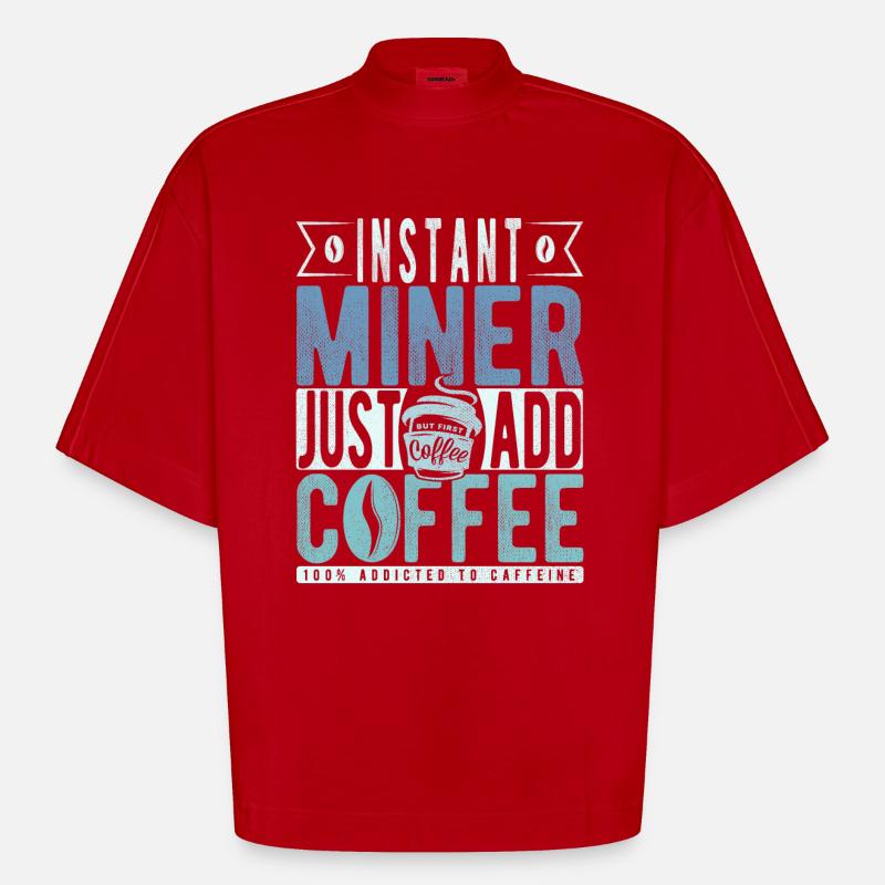 Bergmann Kaffee Spruch - Heavyweight Oversized Organic Boxy T-Shirt Made in EU - Rot