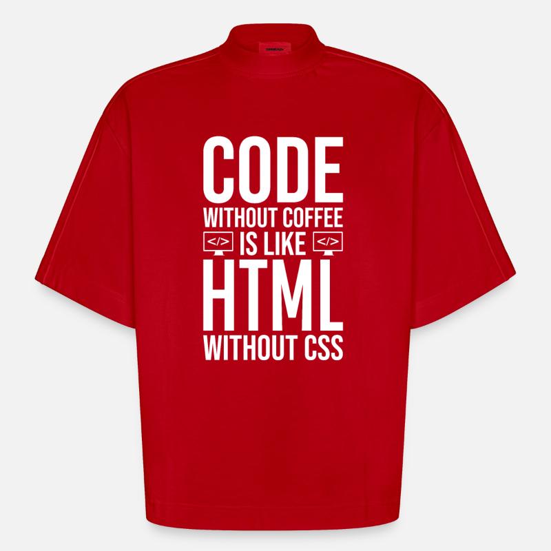 Coder Kaffee Geschenk - Heavyweight Oversized Organic Boxy T-Shirt Made in EU - Rot