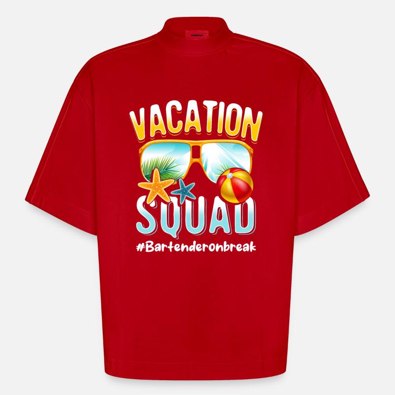 Barman Vacation Squad #Bartenderonbreak - T-shirt bio épais oversize Boxy fabriqué en UE - rouge