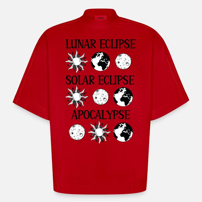 Éclipse lunaire Éclipse solaire Apocalypse - T-shirt bio épais oversize Boxy fabriqué en UE - rouge