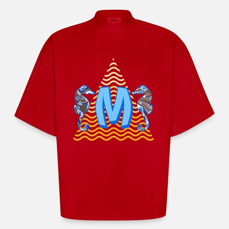 Hippocampe E 262 m - T-shirt bio épais oversize Boxy fabriqué en UE - rouge