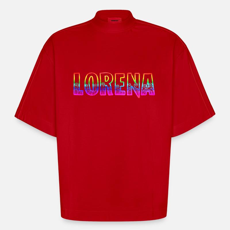 lorena rs regenbogen - Heavyweight Oversized Organic Boxy T-Shirt Made in EU - Rot