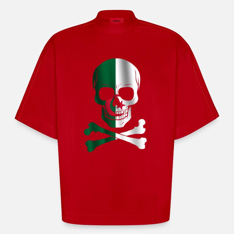 Drapeau de l’Algérie - T-shirt bio épais oversize Boxy fabriqué en UE - rouge