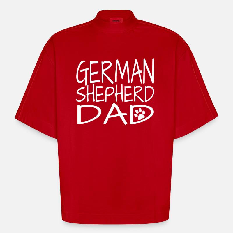 German Shepherd Schäferhund Dad - Heavyweight Oversized Organic Boxy T-Shirt Made in EU - Rot