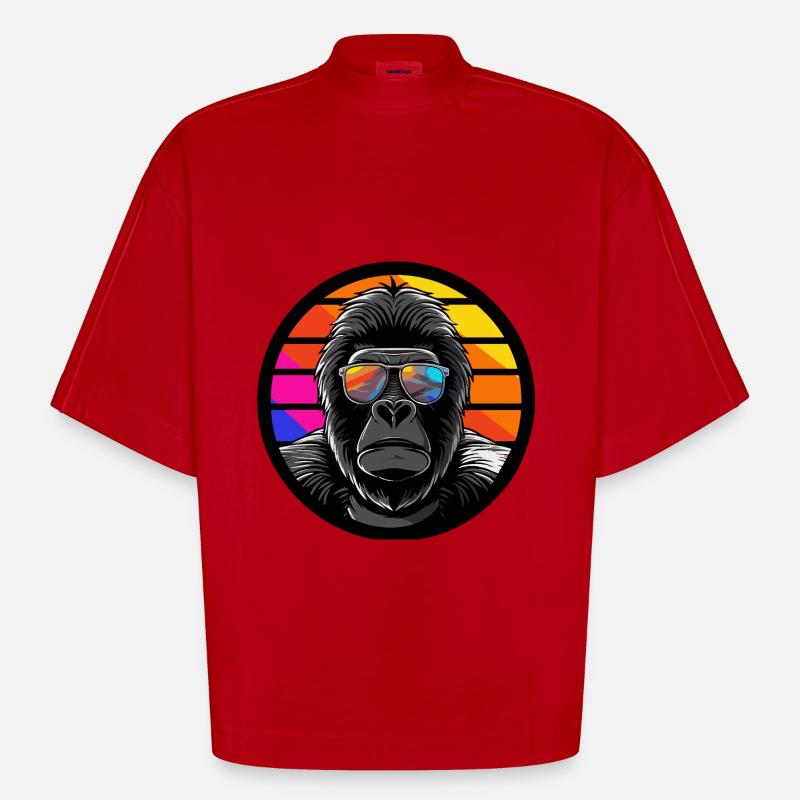Gorilla Comic Cool Summer - Heavyweight Oversized Organic Boxy T-Shirt Made in EU - red