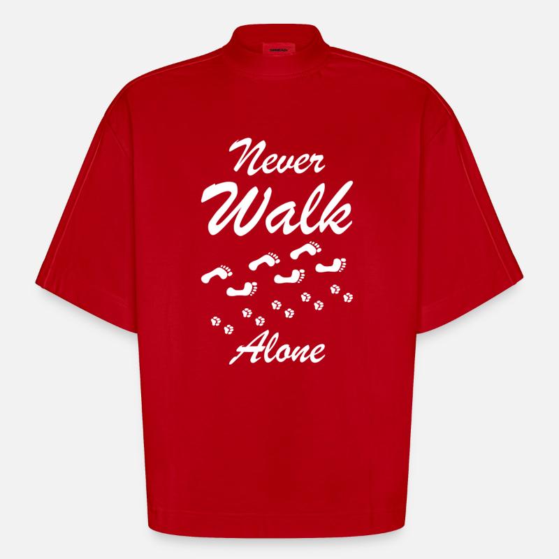 Never walk alone Hunde Geschenk - Heavyweight Oversized Organic Boxy T-Shirt Made in EU - Rot