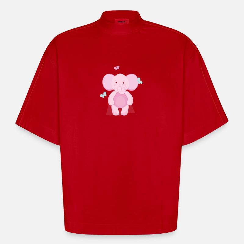 Elefant Superheld - Heavyweight Oversized Organic Boxy T-Shirt Made in EU - Rot
