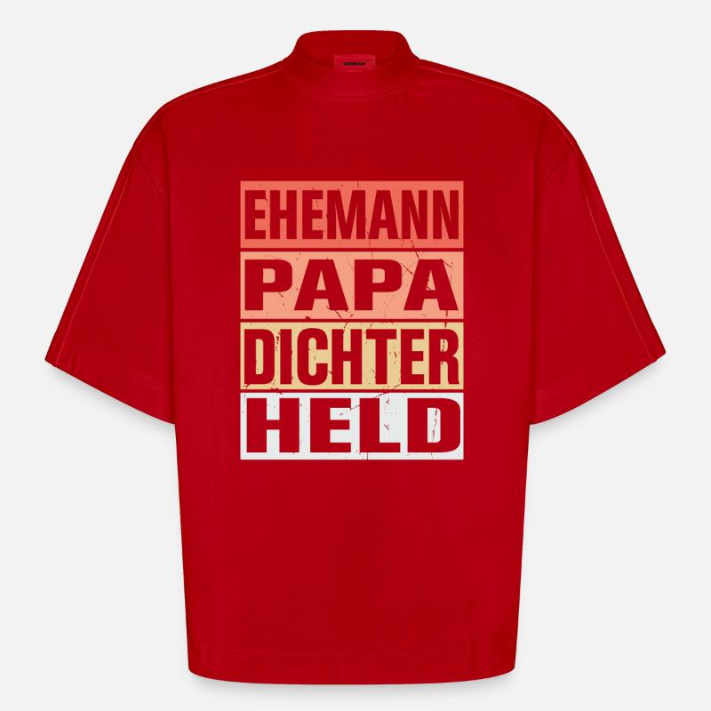Dichter Vater Ehemann Held - Heavyweight Oversized Organic Boxy T-Shirt Made in EU - Rot