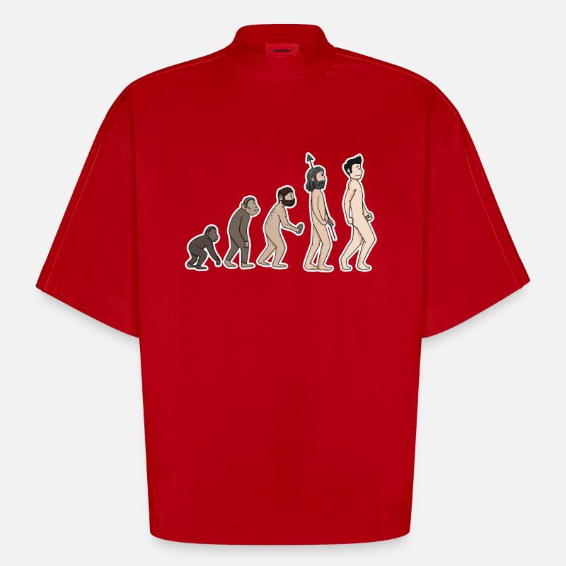 évolution - T-shirt bio épais oversize Boxy fabriqué en UE - rouge