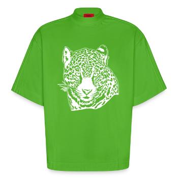Jaguar Face Graphique Cool Big Cat Wild Animal Lover - T-shirt bio épais oversize Boxy fabriqué en UE - Apple Neon - Devant