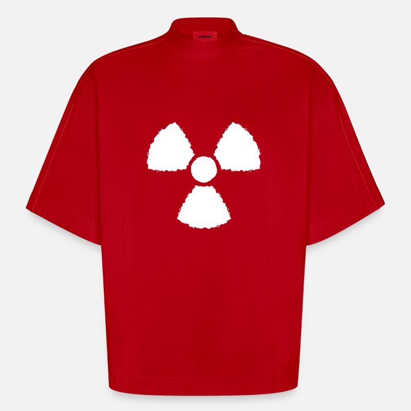 Nuklear Symbol Zeichen - Heavyweight Oversized Organic Boxy T-Shirt Made in EU - Rot