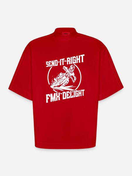 Dirt Bike Rider FMX Delight MX Motocross Supercross - Heavyweight Oversized Organic Boxy T-Shirt Made in EU - red