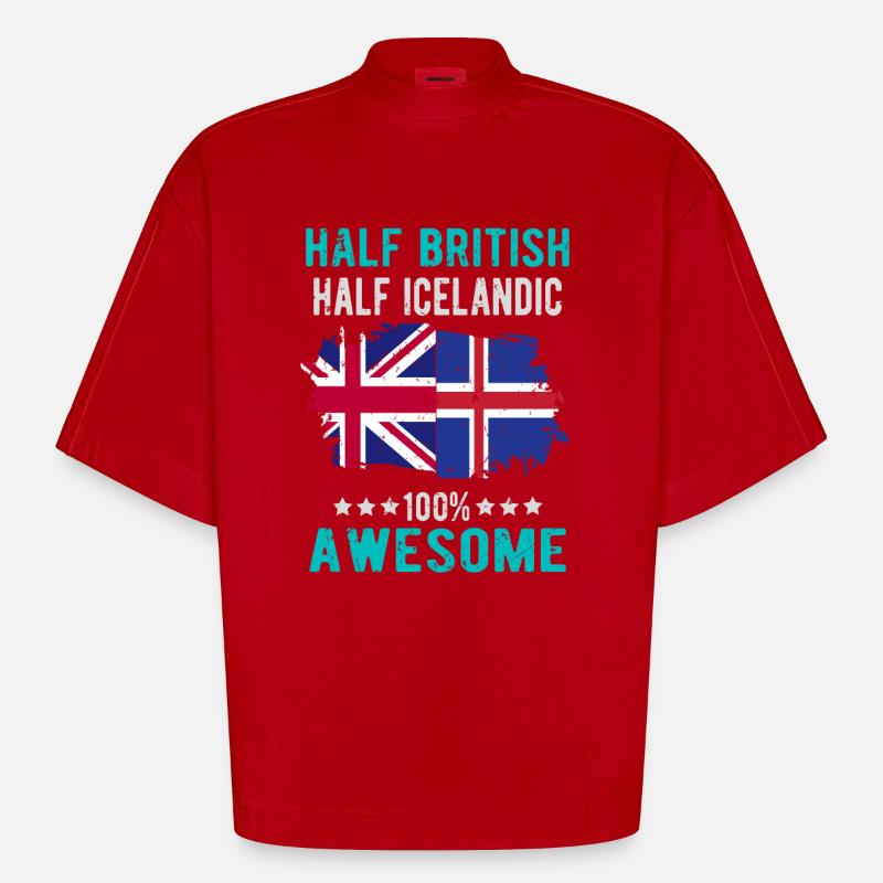Halb Brite Halb Isländer - Heavyweight Oversized Organic Boxy T-Shirt Made in EU - Rot