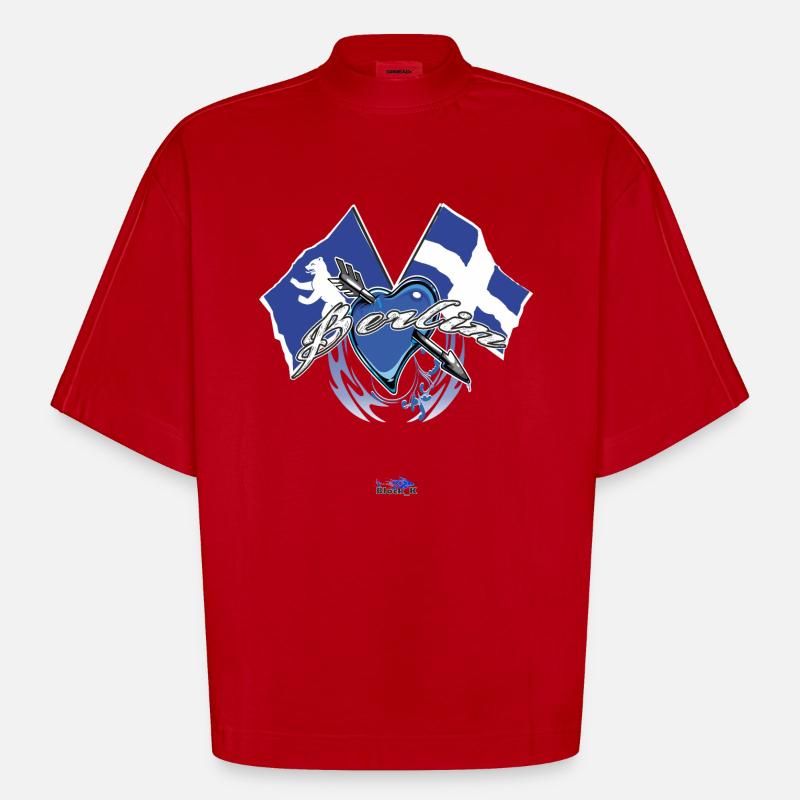 Afficher le drapeau - Berlin - T-shirt bio épais oversize Boxy fabriqué en UE - rouge