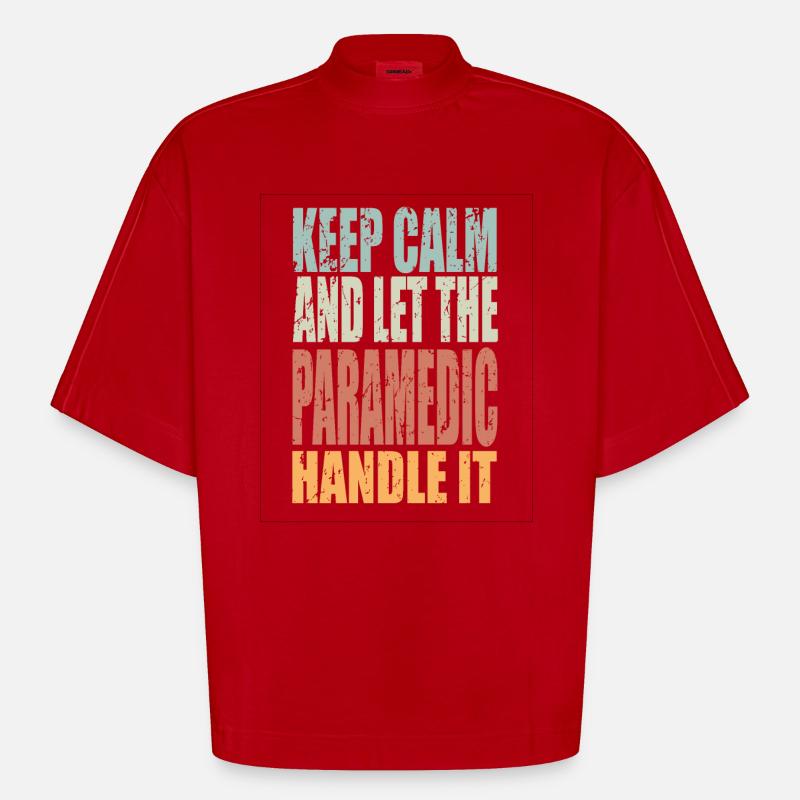 Keep Calm Sanitäter Spruch - Heavyweight Oversized Organic Boxy T-Shirt Made in EU - Rot