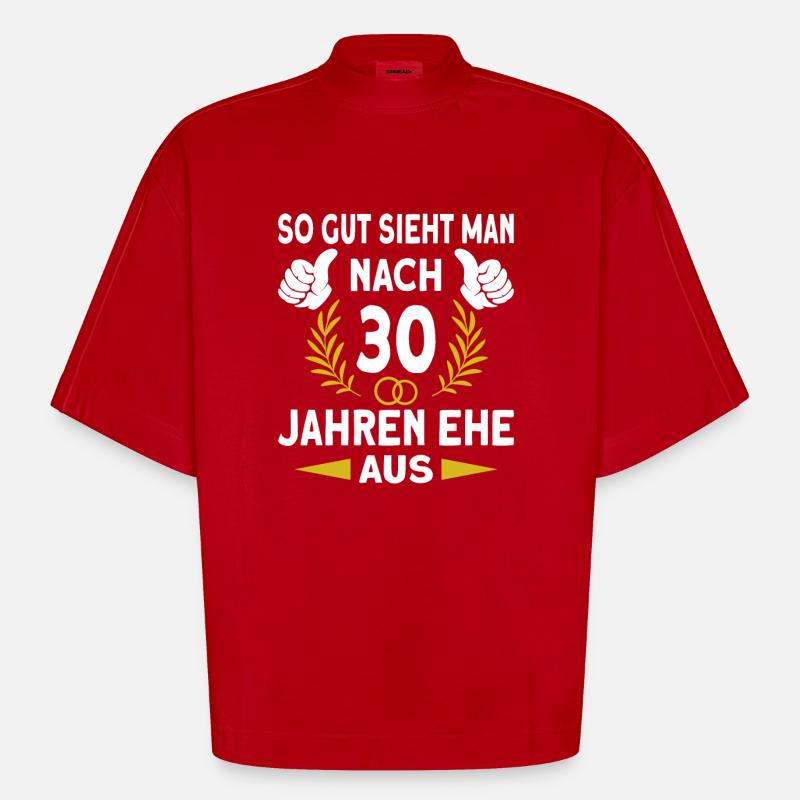 Perlenhochzeit 30 Hochzeitstag Ehemann Ehefrau - Heavyweight Oversized Organic Boxy T-Shirt Made in EU - Rot