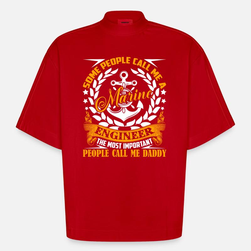 Marine Engineer Marine Engineer Daddy - Heavyweight Oversized Organic Boxy T-Shirt Made in EU - red