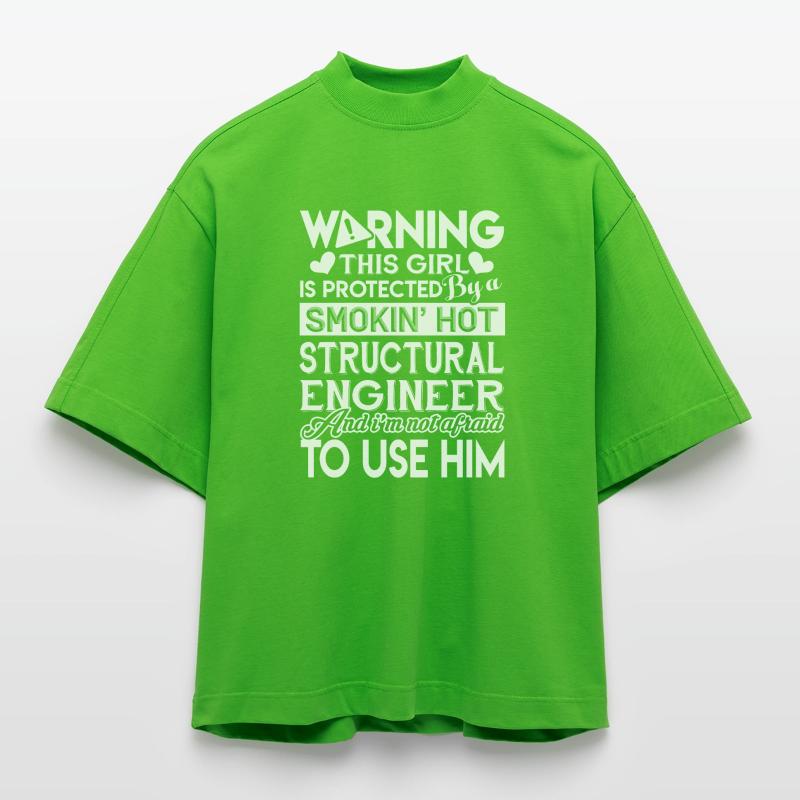 Protected By Hot Structural Engineer Heavyweight Oversized Organic Boxy T-Shirt Made in EU