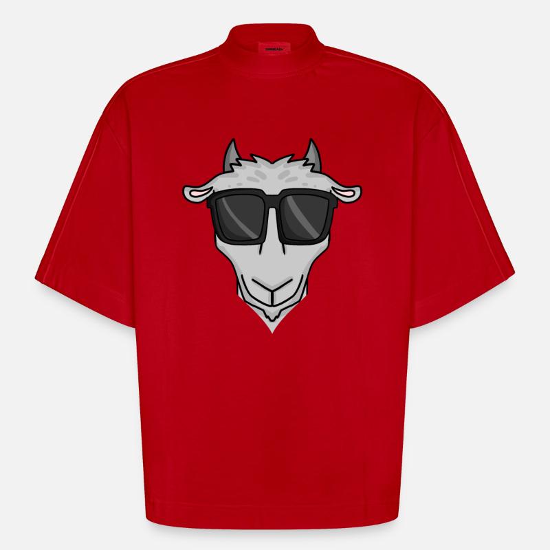 Chèvre cool - T-shirt bio épais oversize Boxy fabriqué en UE - rouge