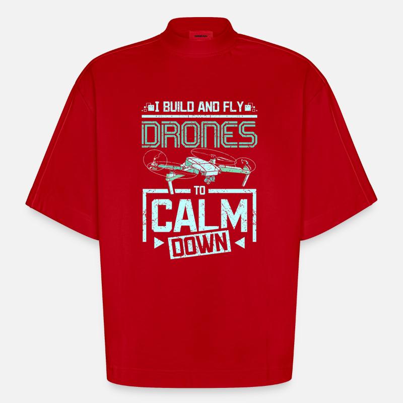 Fly drones to calm down - Heavyweight Oversized Organic Boxy T-Shirt Made in EU - Rot