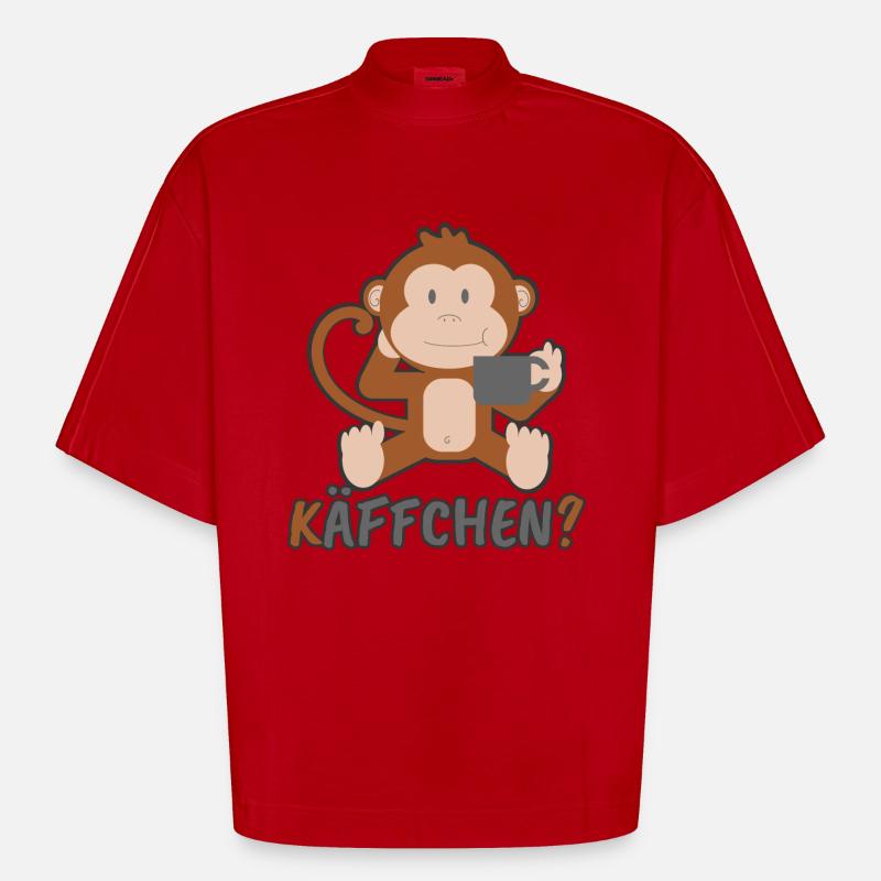 Käffchen monkey gift - Heavyweight Oversized Organic Boxy T-Shirt Made in EU - red
