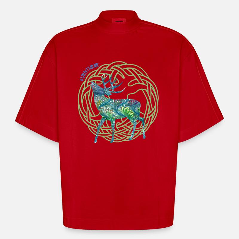 hirsch durathror e 115 - T-shirt bio épais oversize Boxy fabriqué en UE - rouge