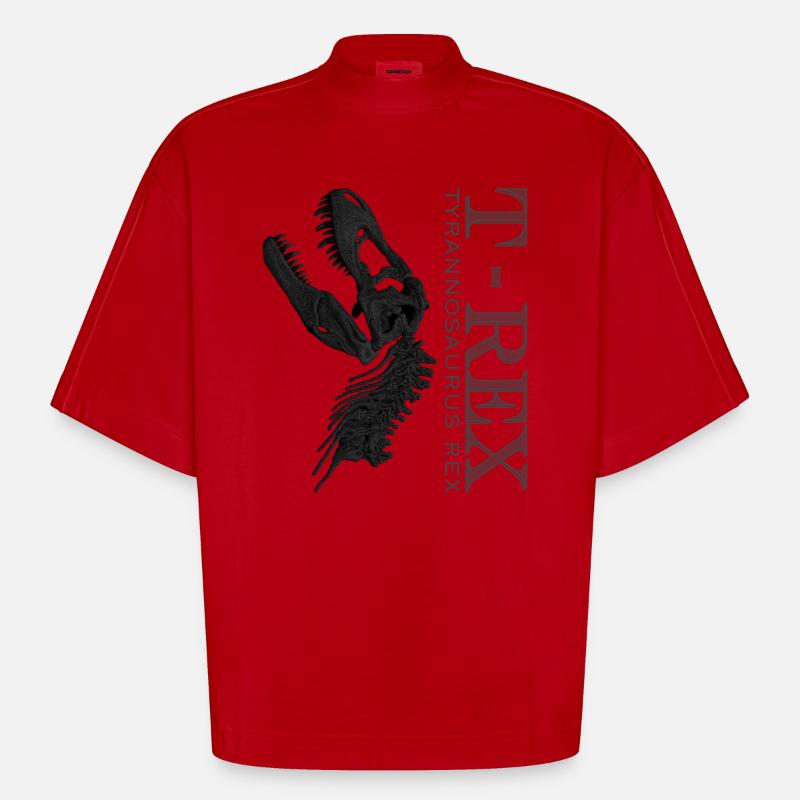 T-Rex Schädel black - Heavyweight Oversized Organic Boxy T-Shirt Made in EU - Rot