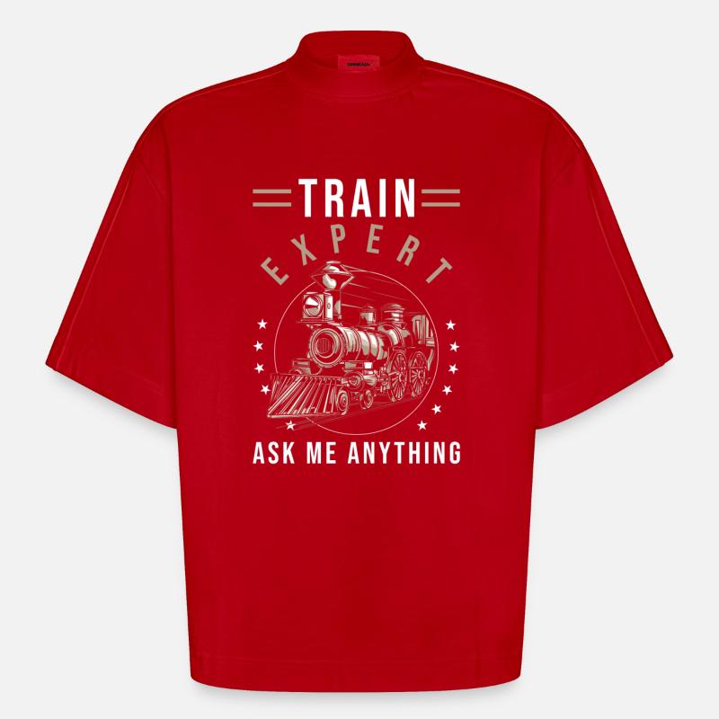 Zug Eisenbahn Geschenk - Heavyweight Oversized Organic Boxy T-Shirt Made in EU - Rot