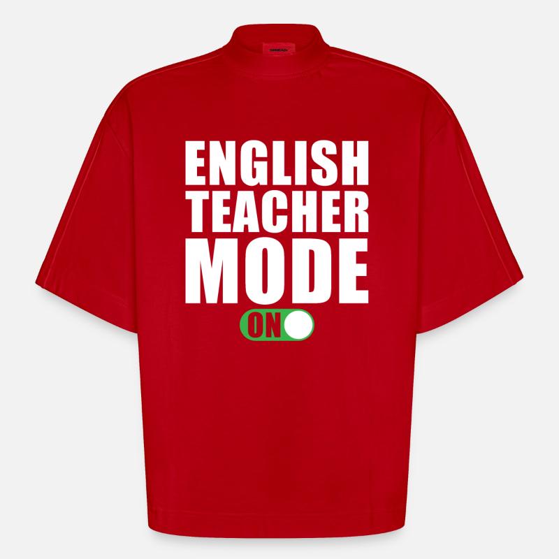 Englischlehrer Modus Ein - Heavyweight Oversized Organic Boxy T-Shirt Made in EU - Rot