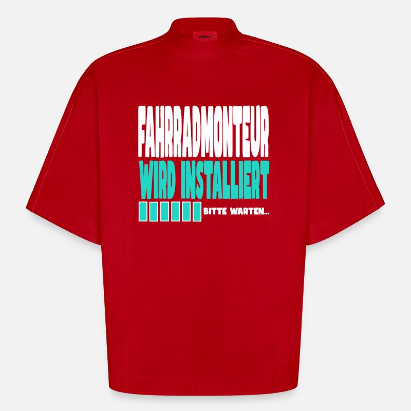 Fahrradmonteur wird installiert - Heavyweight Oversized Organic Boxy T-Shirt Made in EU - Rot