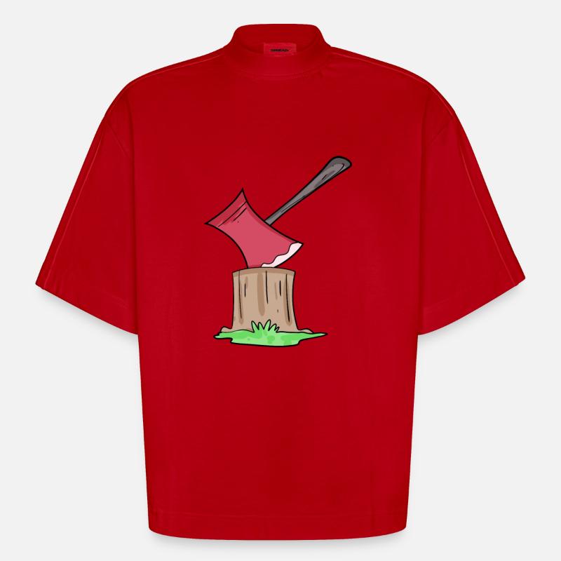 Axe Lumberjack - Heavyweight Oversized Organic Boxy T-Shirt Made in EU - red