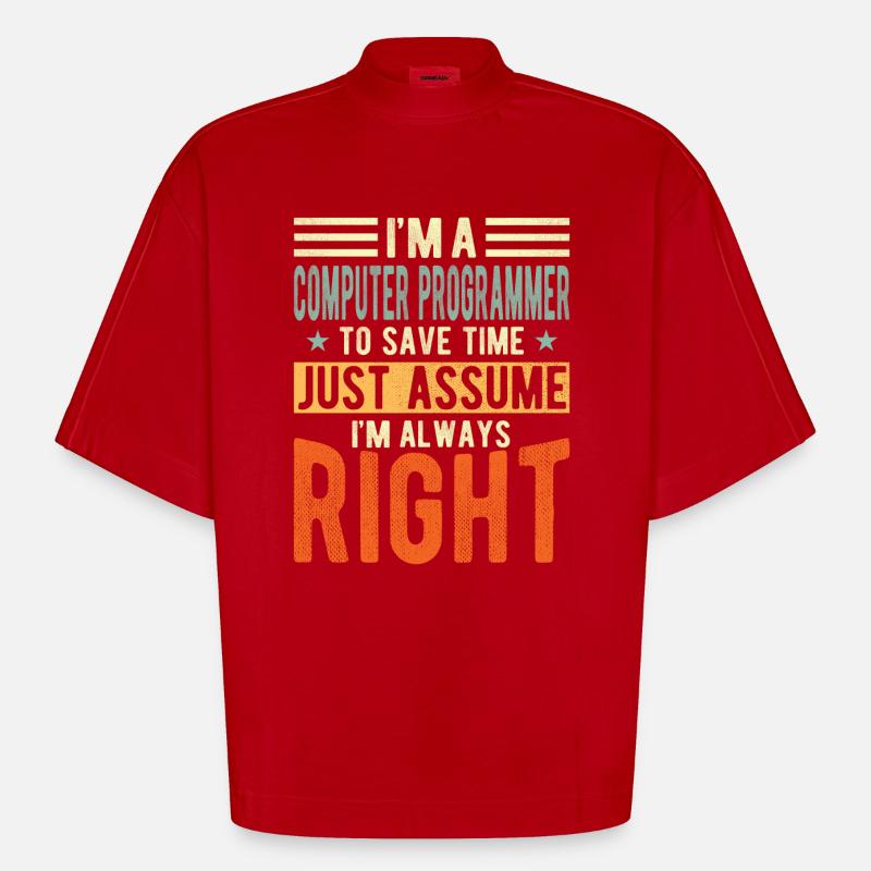 Computer programmer - Heavyweight Oversized Organic Boxy T-Shirt Made in EU - red