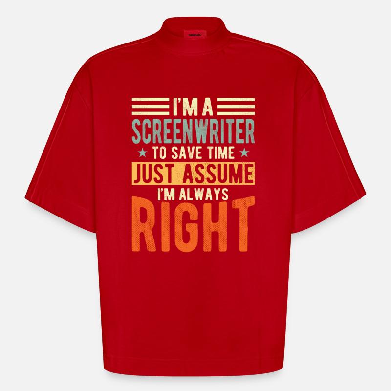 Scriptwriter - Heavyweight Oversized Organic Boxy T-Shirt Made in EU - red
