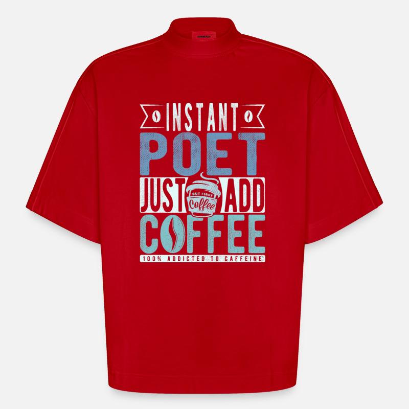Dicton de café dense - T-shirt bio épais oversize Boxy fabriqué en UE - rouge