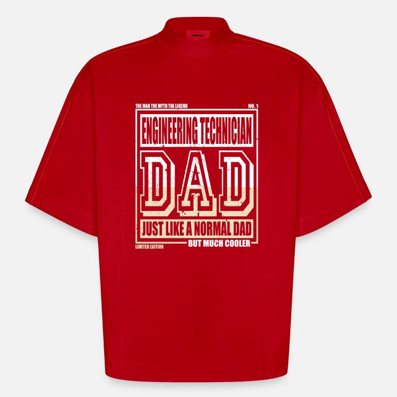Engineering Technician Dad Gift - Heavyweight Oversized Organic Boxy T-Shirt Made in EU - red