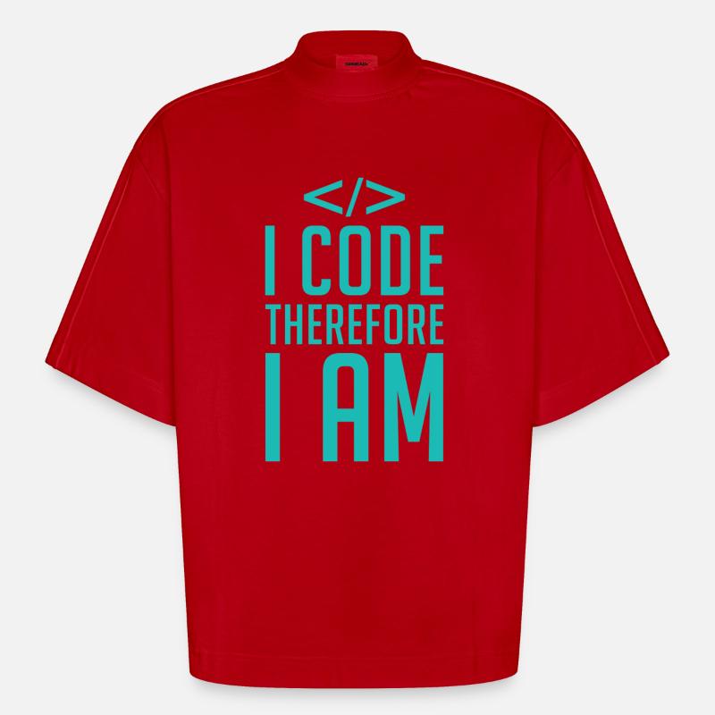 Programmierer Entwickler Coder Code - Heavyweight Oversized Organic Boxy T-Shirt Made in EU - Rot