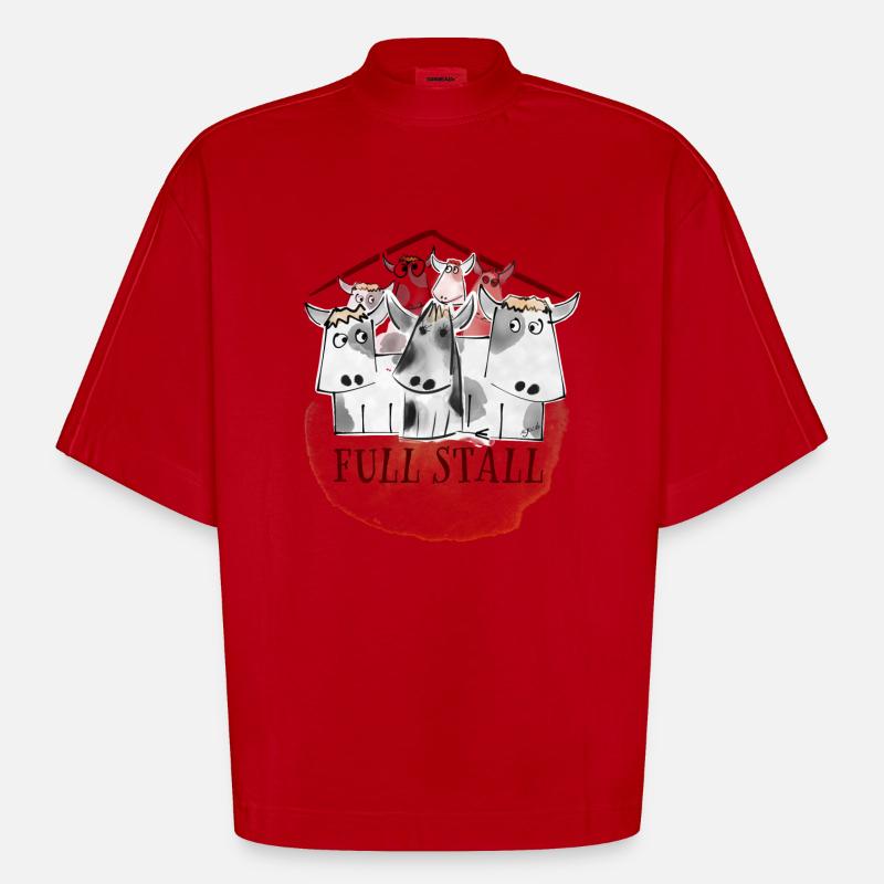 décrochage - T-shirt bio épais oversize Boxy fabriqué en UE - rouge