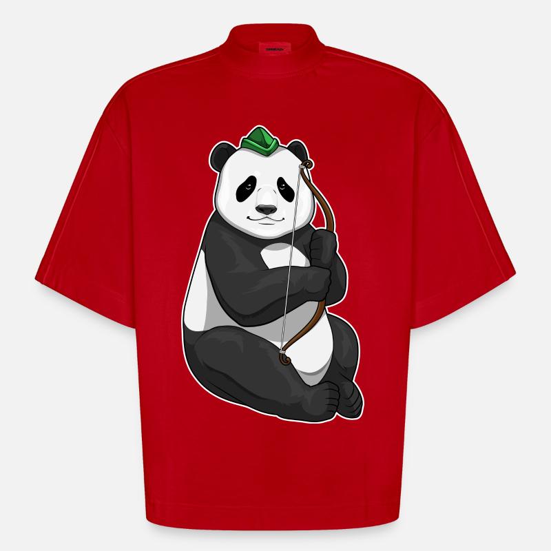 Arc Panda Archer - T-shirt bio épais oversize Boxy fabriqué en UE - rouge