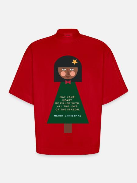 Weihnachtsgruß-Puppe im Grün - Heavyweight Oversized Organic Boxy T-Shirt Made in EU - Rot