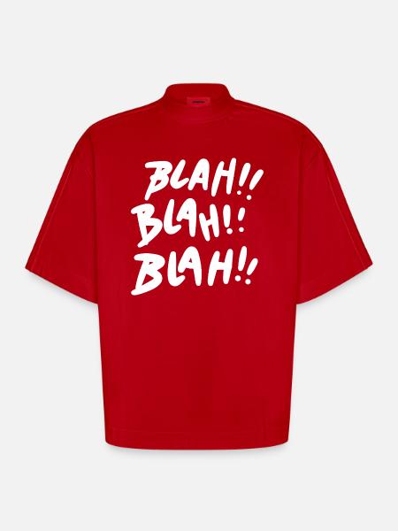 Bla Bla Bla Blanc - T-shirt bio épais oversize Boxy fabriqué en UE - rouge