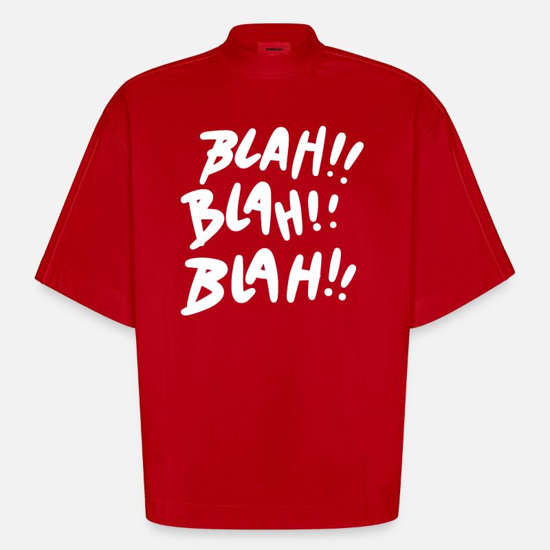Blah Blah Blah White - Heavyweight Oversized Organic Boxy T-Shirt Made in EU - red