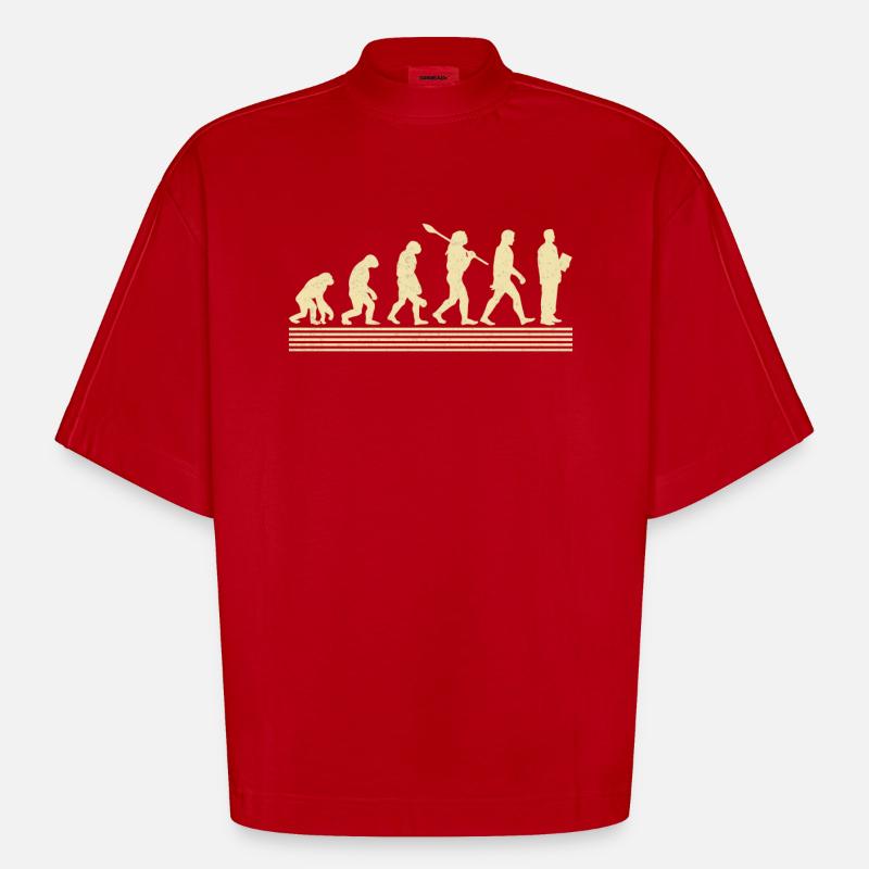 Evolution Des Arztes - Heavyweight Oversized Organic Boxy T-Shirt Made in EU - Rot
