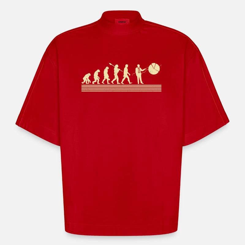 Evolution Des Finanzanalysten - Heavyweight Oversized Organic Boxy T-Shirt Made in EU - Rot