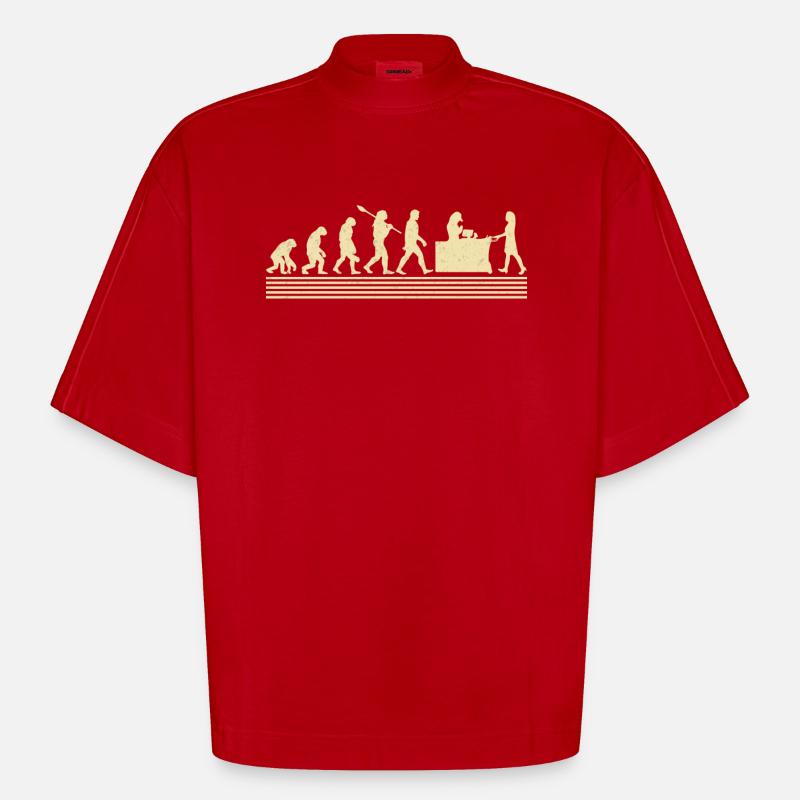 Cashier evolution - Heavyweight Oversized Organic Boxy T-Shirt Made in EU - red