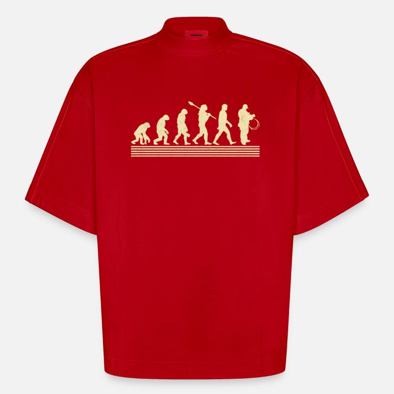 Évolution de l’électricien - T-shirt bio épais oversize Boxy fabriqué en UE - rouge