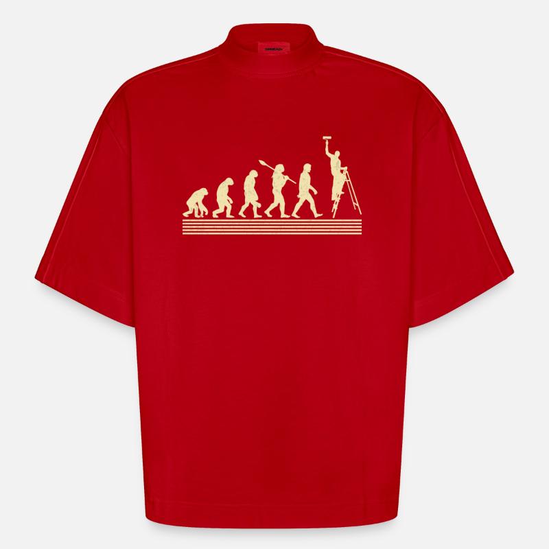 Maler-evolution - Heavyweight Oversized Organic Boxy T-Shirt Made in EU - Rot